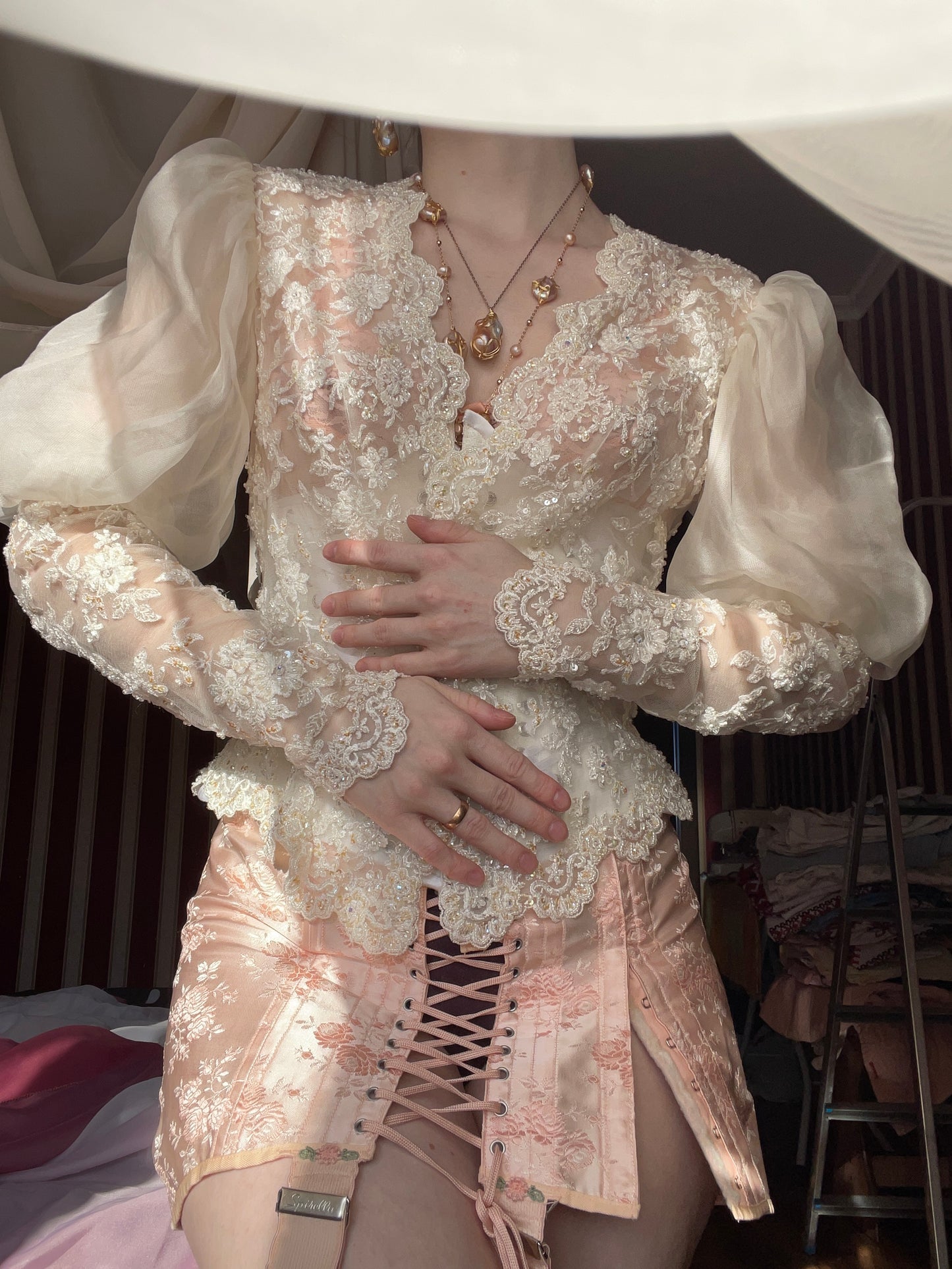 Beaded Archive: Ivory Corsetry Set