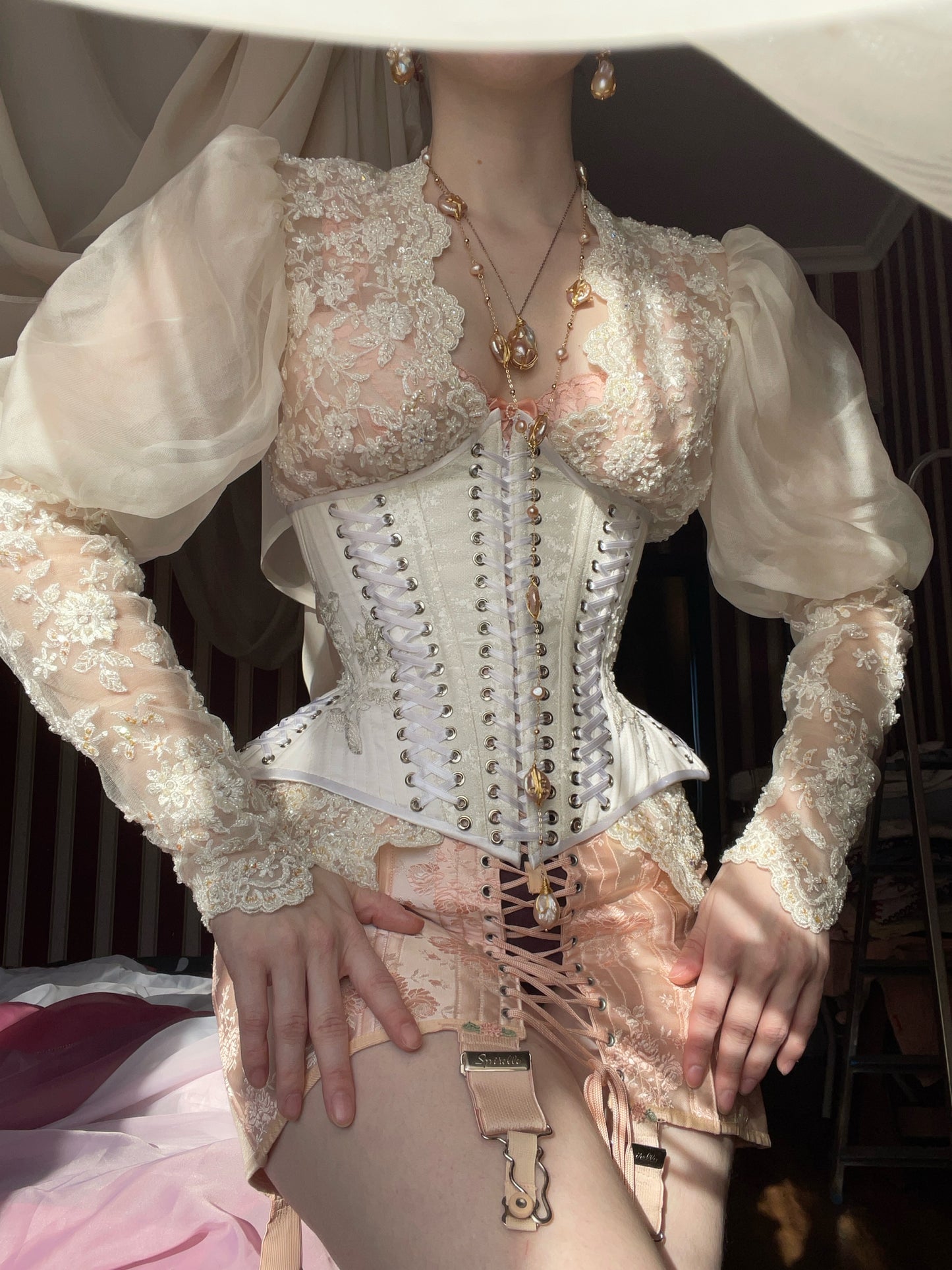 Beaded Archive: Ivory Corsetry Set